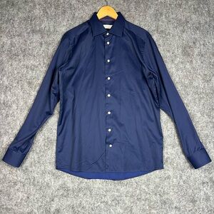 Eton Tailored Navy Dress Shirt - Long Sleeve Size 16.5